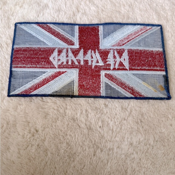 Def Leppard Vintage 1980's Embroidered Union Jack Patch 7.5" X 4" HTF - Picture 2 of 2